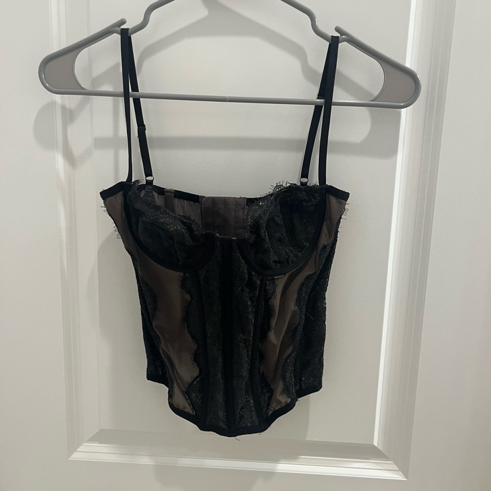Urban Outfitters Black Crop Top Corset